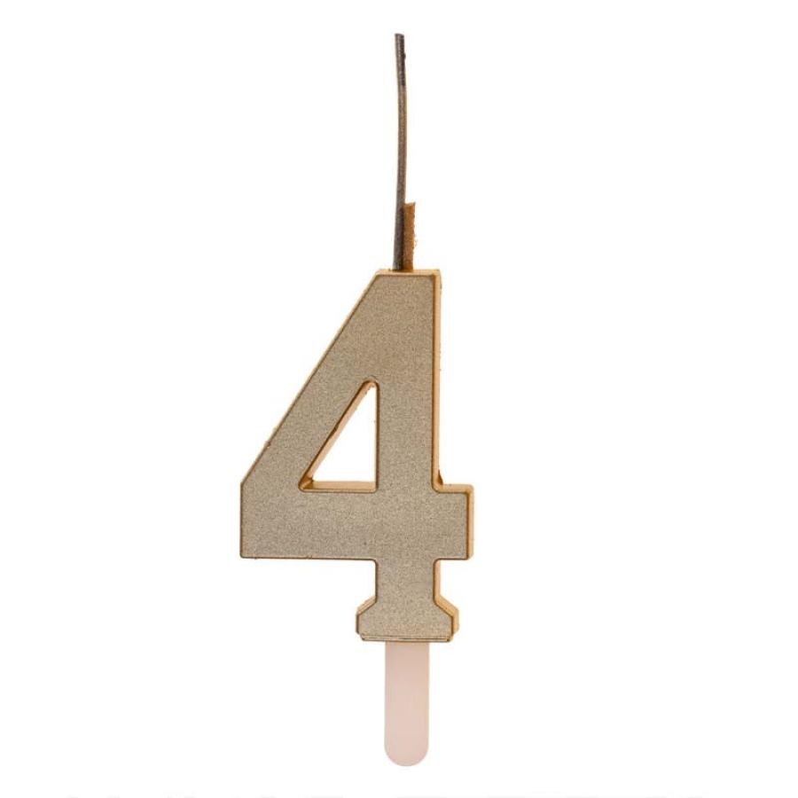 Numerokynttilä sädetikulla, numero 4