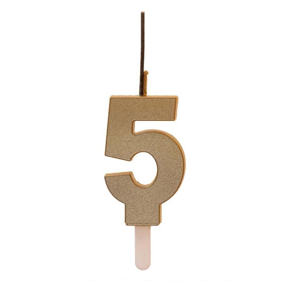 Numerokynttilä sädetikulla, numero 5