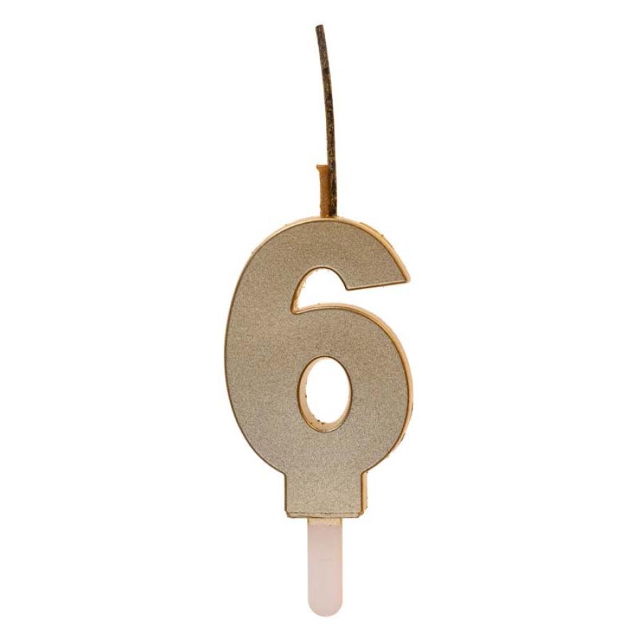 Numerokynttilä sädetikulla, numero 6