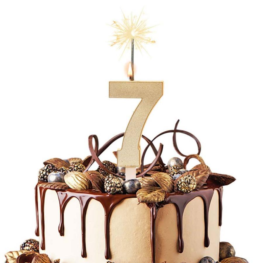 Numerokynttilä sädetikulla, numero 7