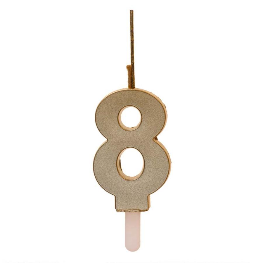 Numerokynttilä sädetikulla, numero 8