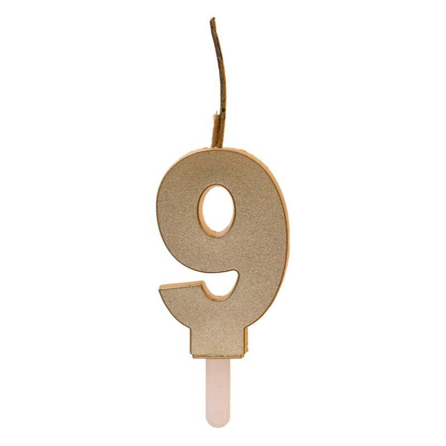 Numerokynttilä sädetikulla, numero 9