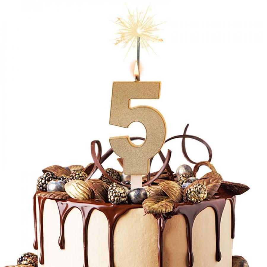 Sädetikkukynttilä numero 5, 1 kpl
