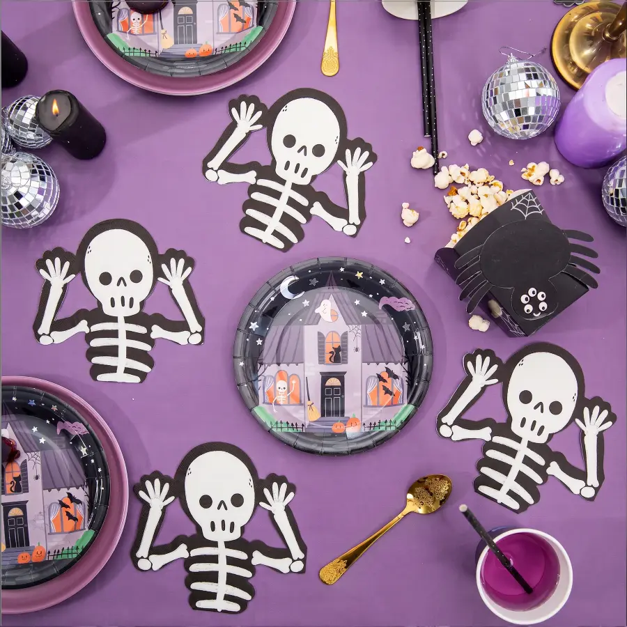 Halloween lautasliinat Luuranko Spooky Friends 16 × 15 cm, 12 kpl