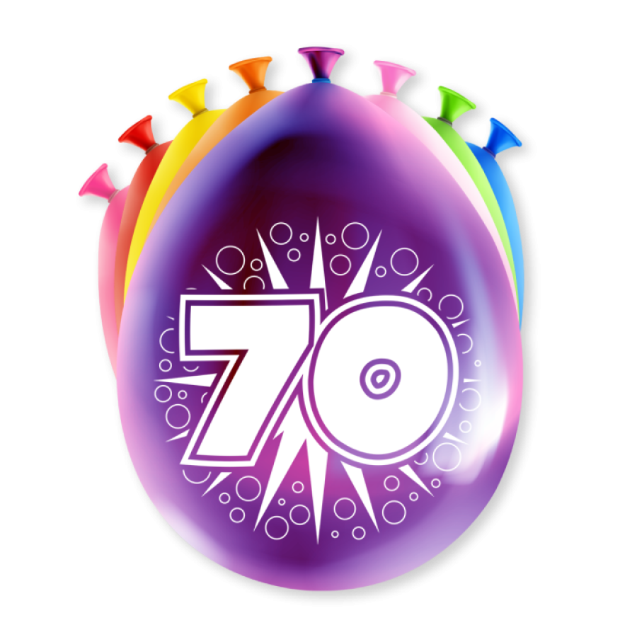 Ilmapallot "70" värimix, 8 kpl