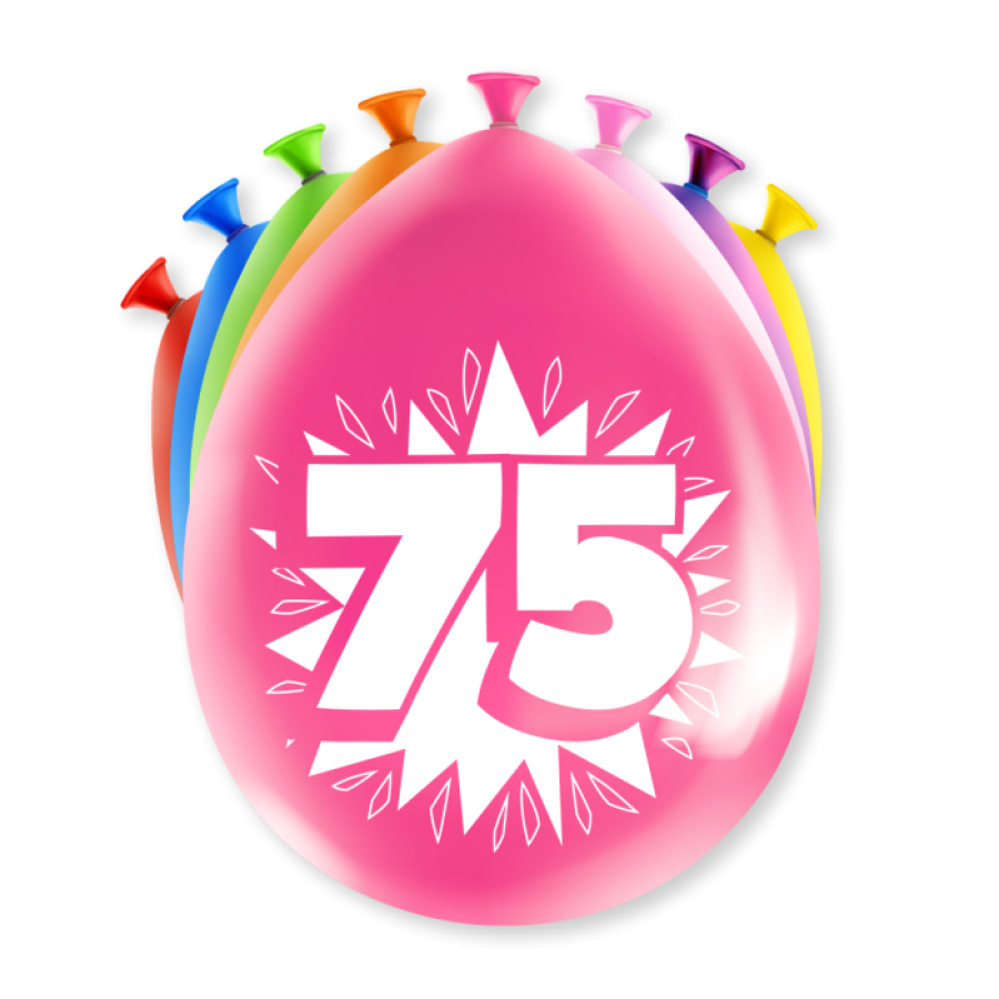 Ilmapallot "75" värimix, 8 kpl