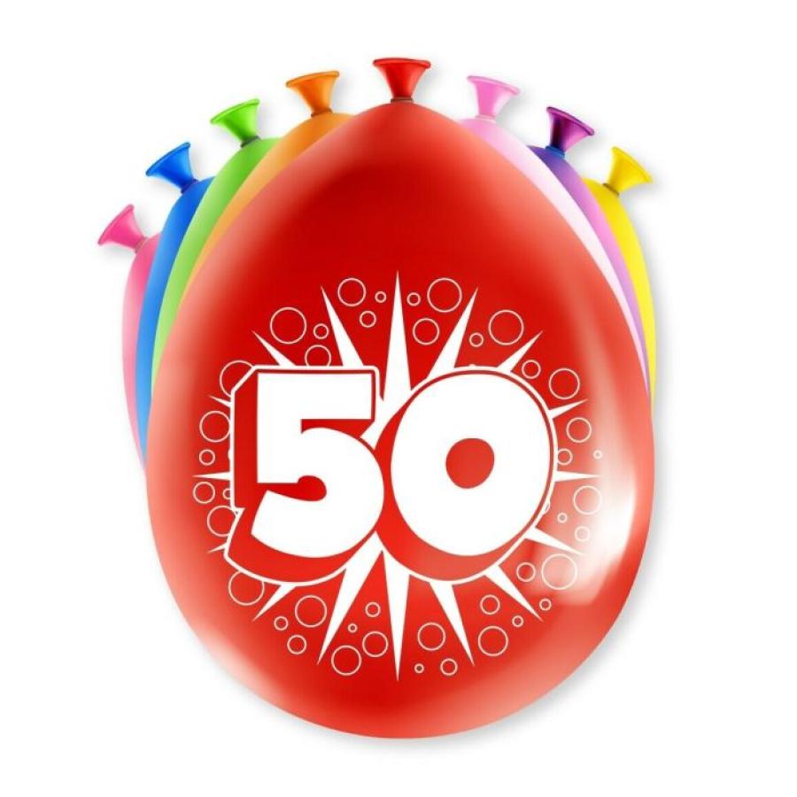 Ilmapallot "50" värimix, 8 kpl
