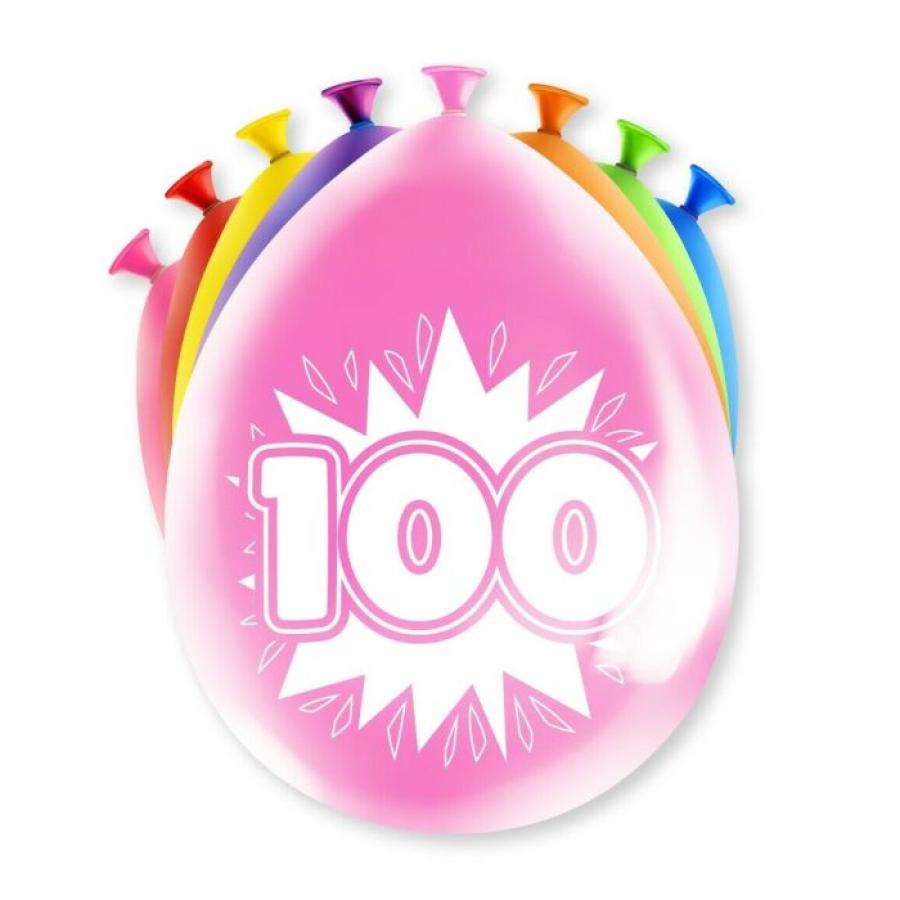 Ilmapallot "100" värimix, 8 kpl
