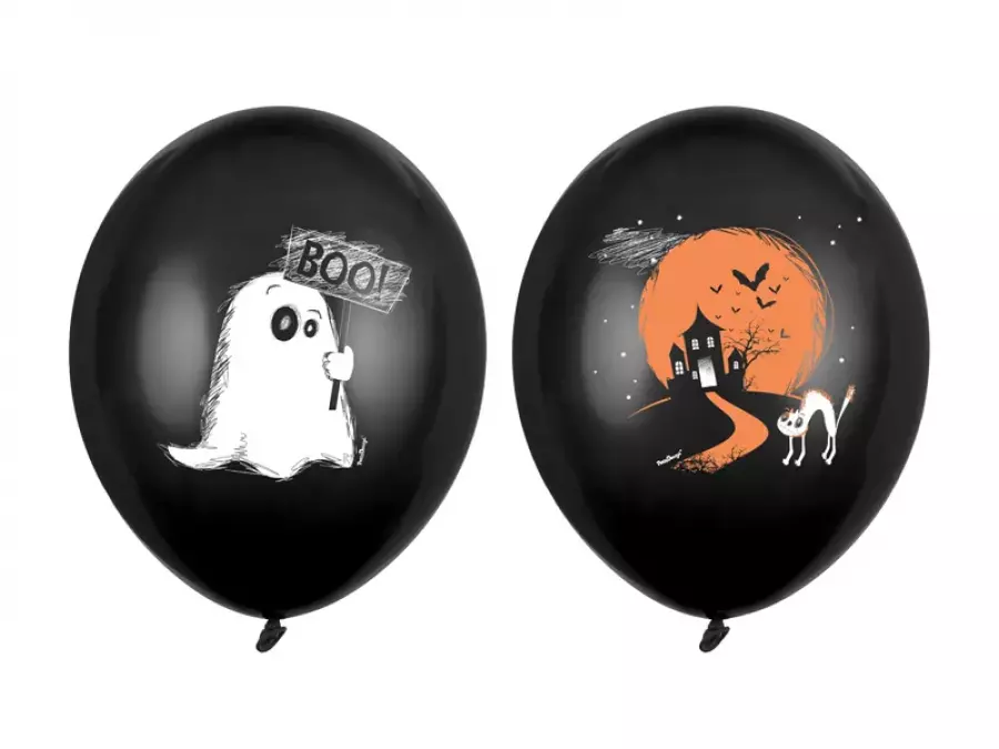 Halloween -aiheiset ilmapallot "BOO" ja kummitustalo, 6 kpl