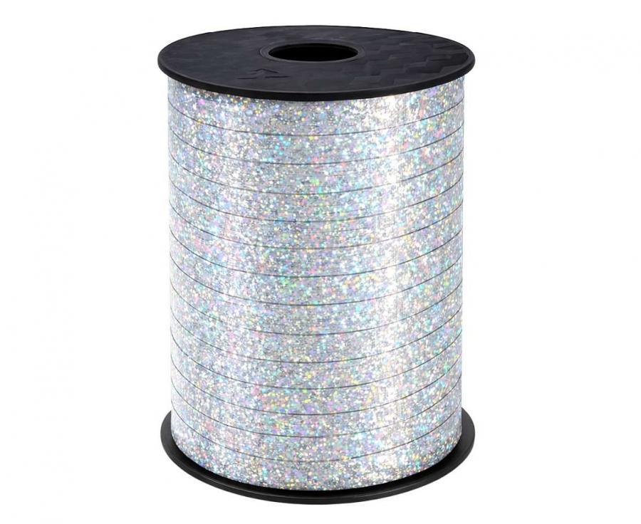 Ilmapallonauha/lahjanauha hologrammi hopea 5 mm, 458 metriä