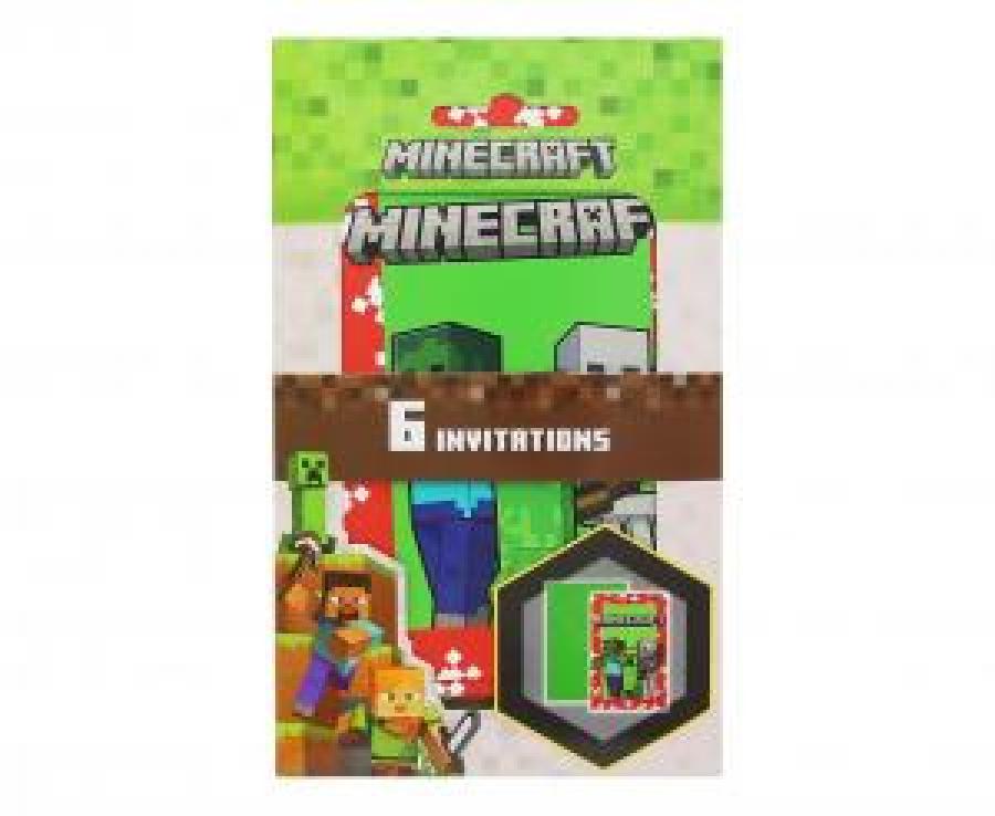 Minecraft kutsukortit ja kirjekuoret, 6 kpl