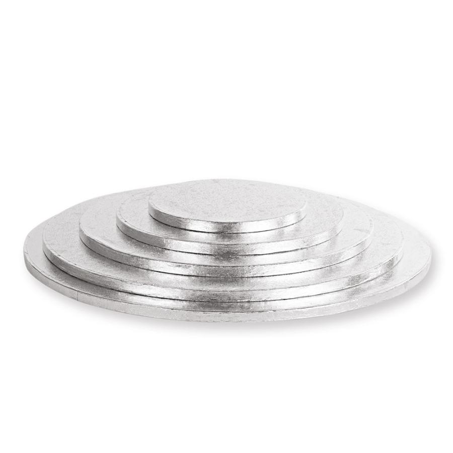 Paksu hopeinen kakkualusta, pyöreä, 12 mm – 15–80 cm