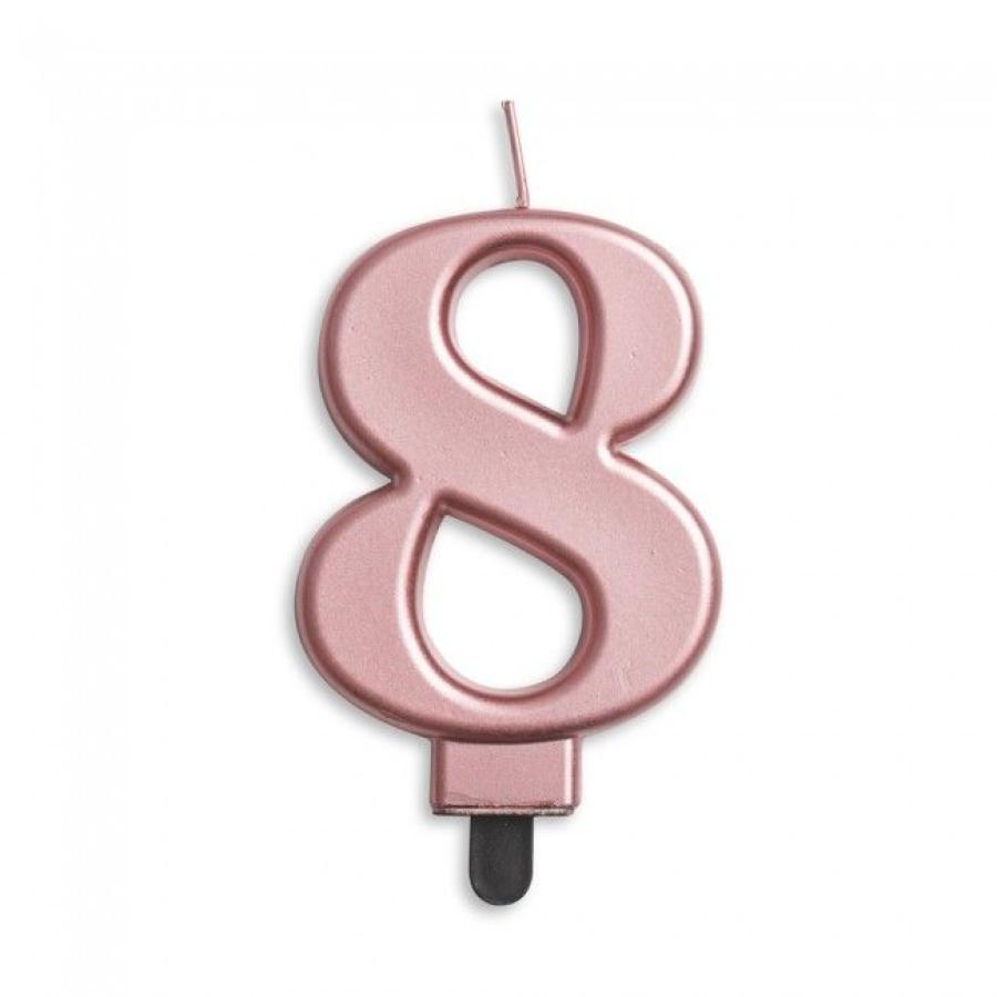Kakkukynttilä "8" ruusukulta, 1 kpl