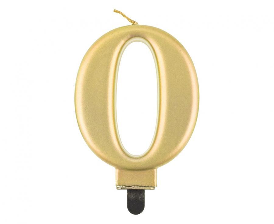 Kakkukynttilä "0" metallikulta, 1 kpl