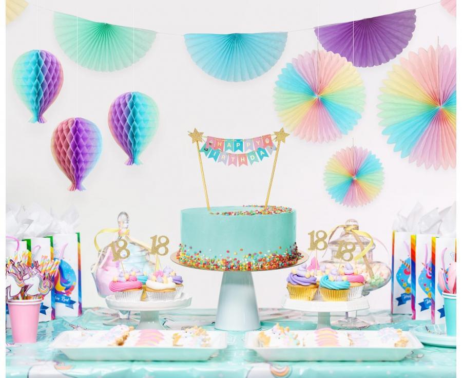 Kakunkoriste lippuviiri pastellinvärinen "Happy birthday"