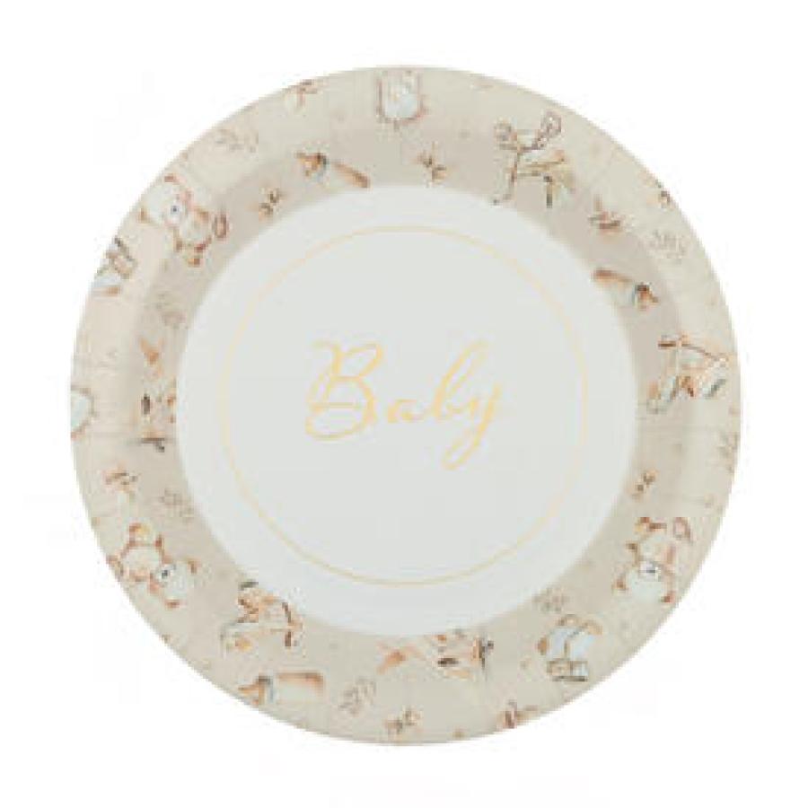 Pahvilautanen Nalle Baby-tekstillä 22,5 cm, 6 kpl