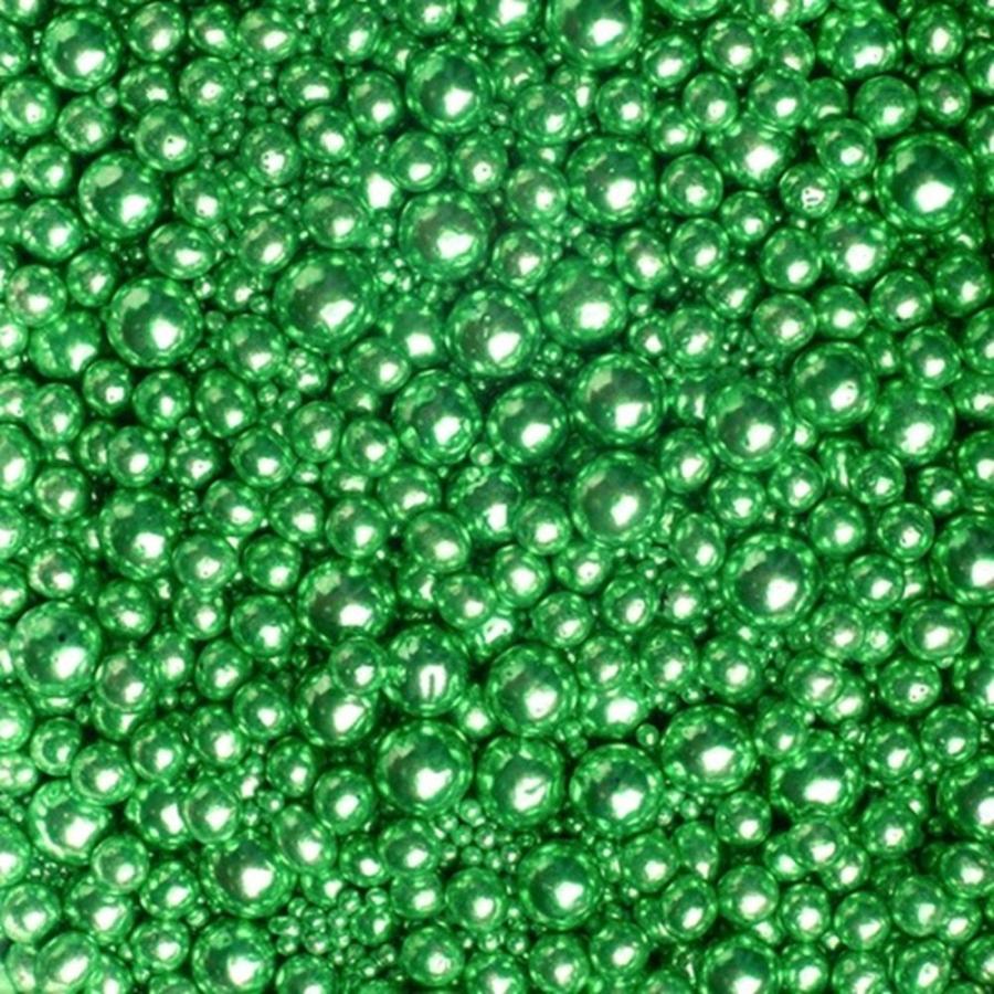 Metallinhohtoiset vihreät sokerihelmet 3-10 mm, 75 g – Gluteeniton