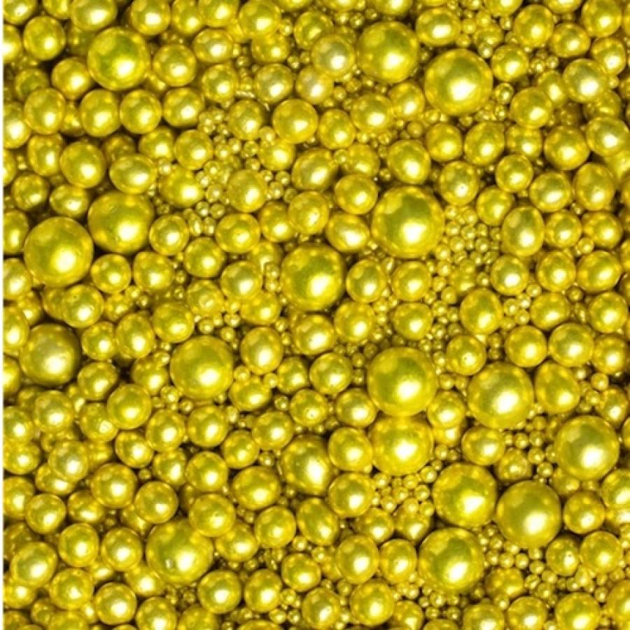 Metallinhohtoiset kultaiset sokerihelmet 75 g – Gluteeniton