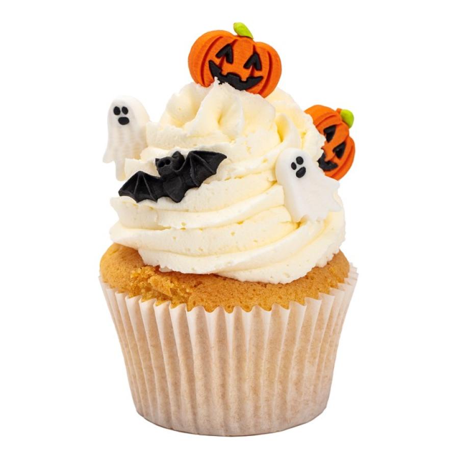 Syötävät sokerikoristeet Halloween (kurpitsa, lepakko ja haamu), 12 kpl