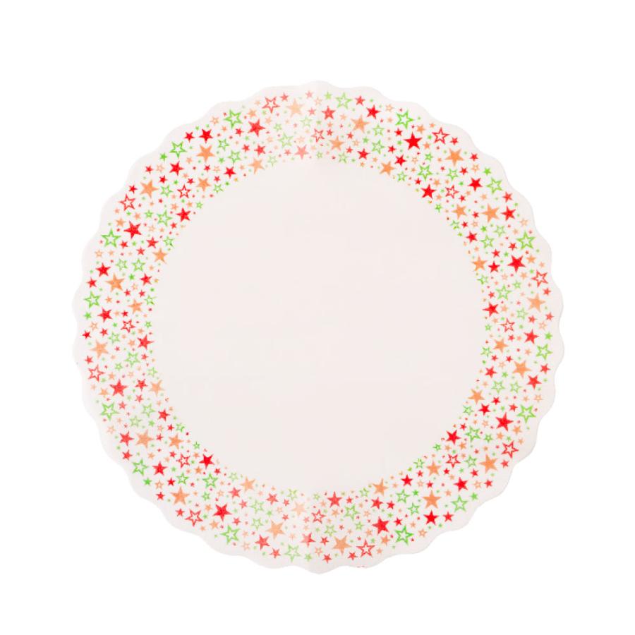 Kakkupaperi, valkoinen tähtireunuksella  ø 30 cm, 10 kpl