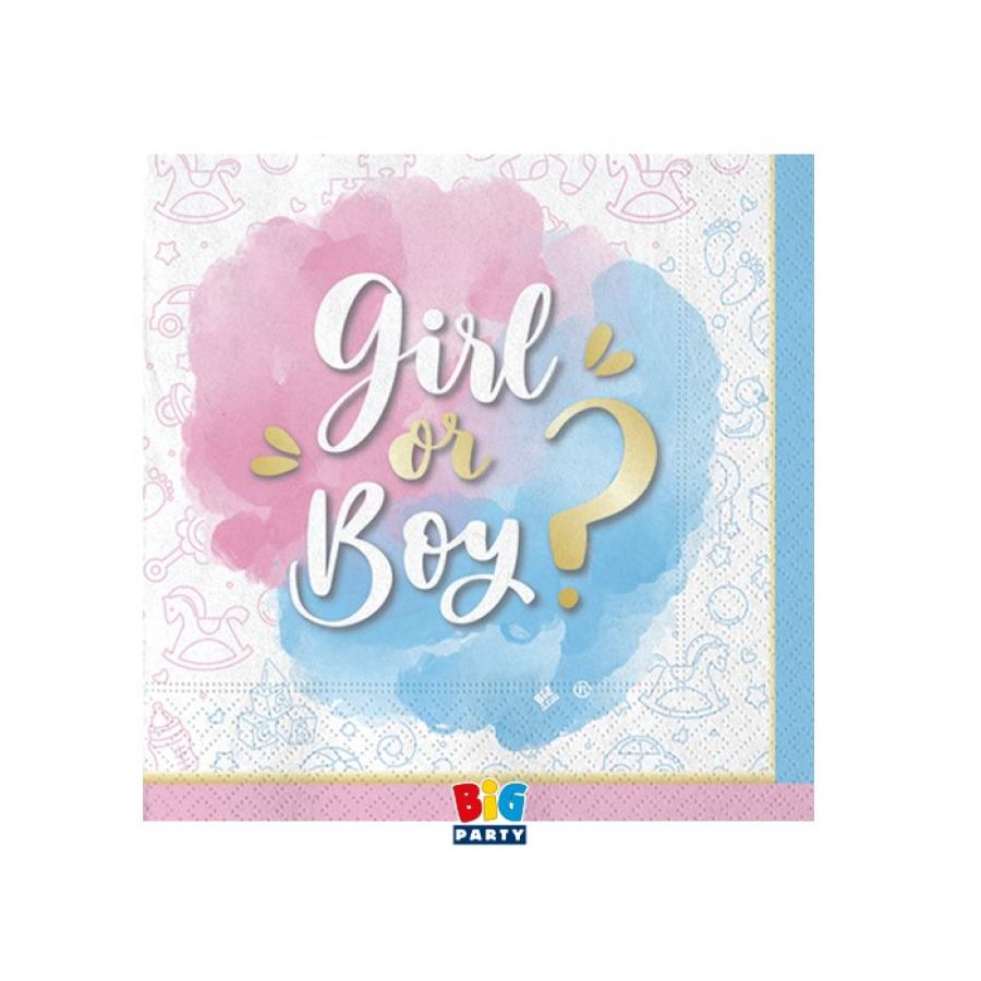 Lautasliina Gender Reveal 25 x 25 cm, 20 kpl