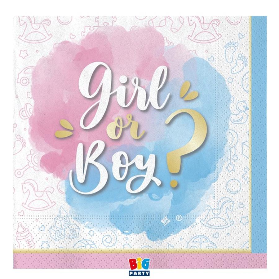 Lautasliina Gender Reveal 33 x 33 cm, 20 kpl