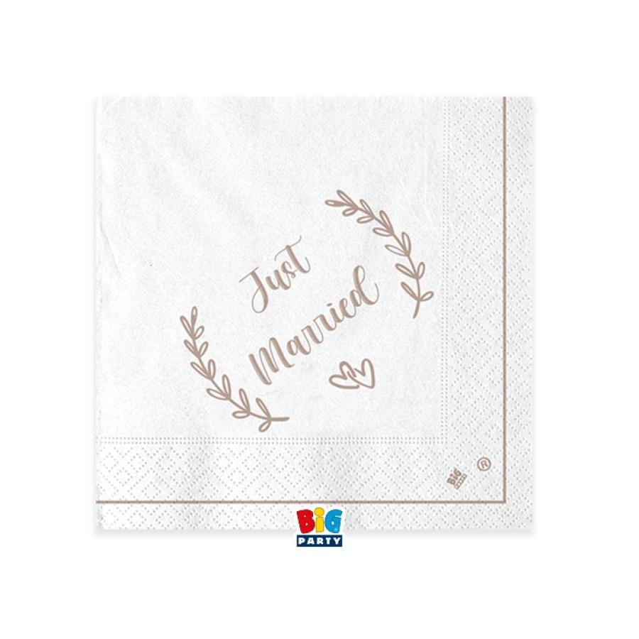 Lautasliina Just married 25 cm, 20 kpl