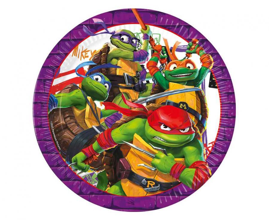 Ninja Turtles suuri pahvilautanen 23 cm, 8 kpl