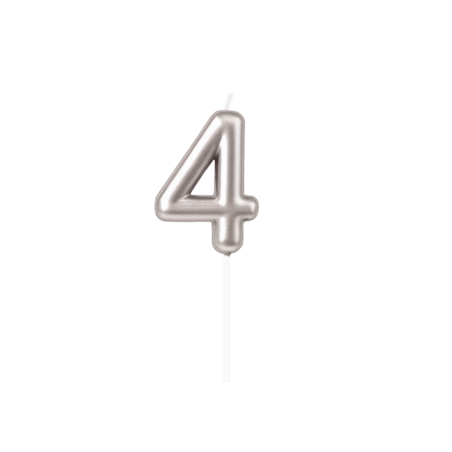 Numerokynttilä numero 4 – Hopea