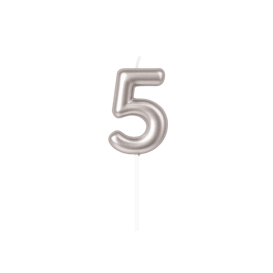 Numerokynttilä hopea, numero 5