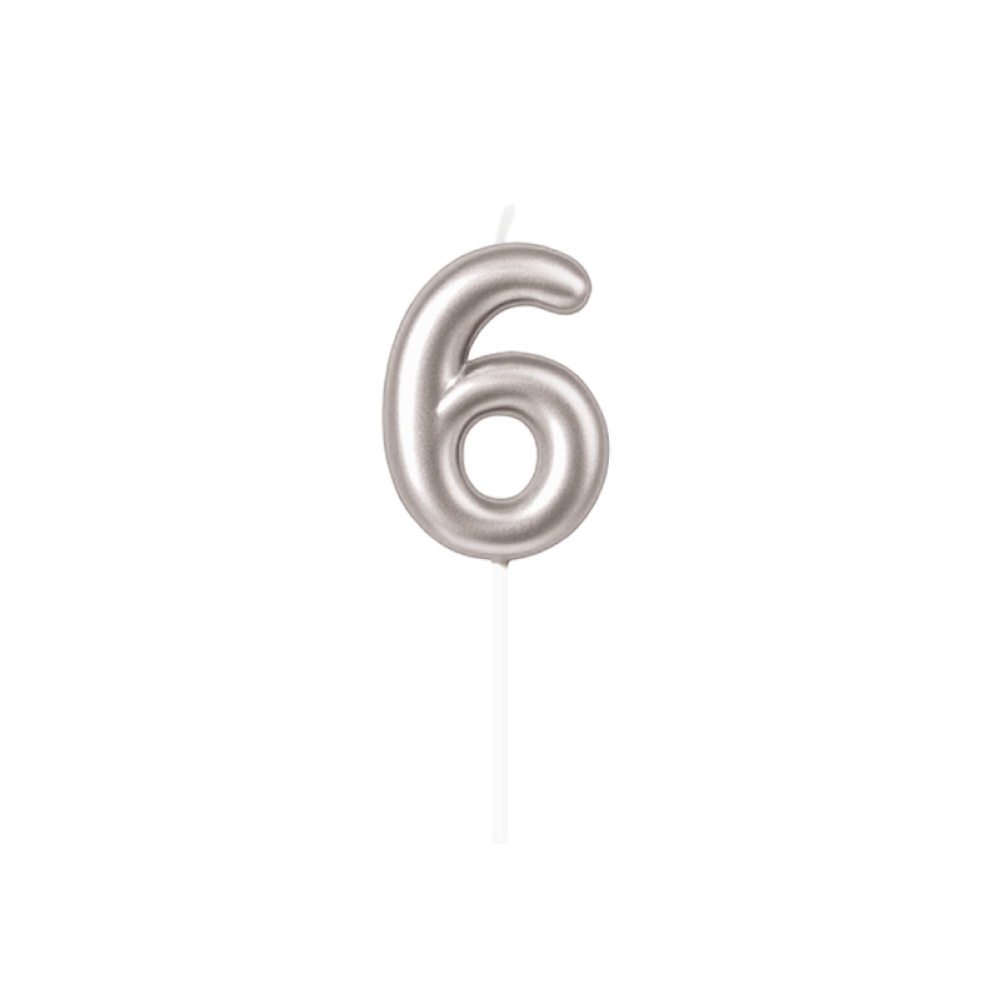 Numerokynttilä hopea, numero 6