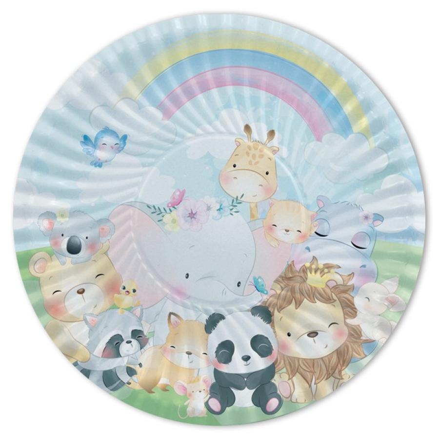 Pahvilautaset Viidakon eläinten pennut 24 cm, 8 kpl