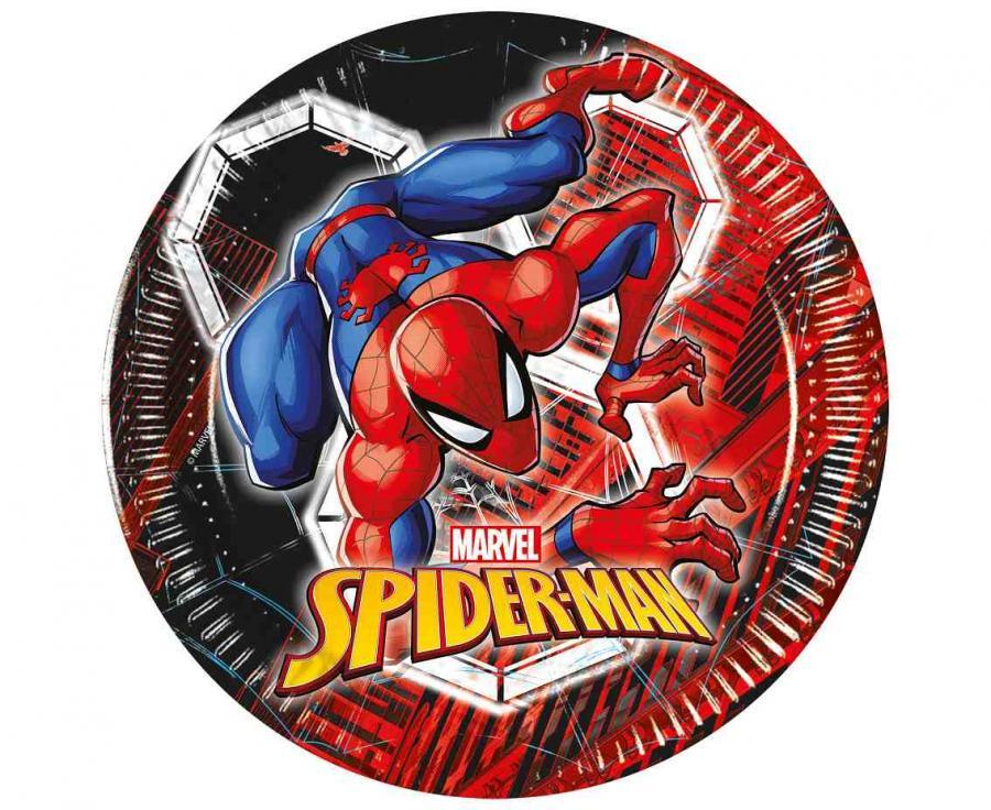Spiderman / Hämähäkkimies "Crime fighter" pienet pahvilautaset 20 cm, 8 kpl