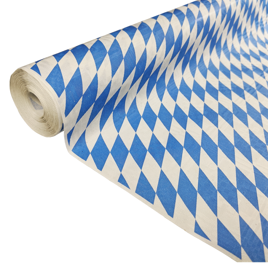 Pöytäliinarulla paperi sini-valkoruudullinen Octoberfest / Bavaria 100 cm x 8 m