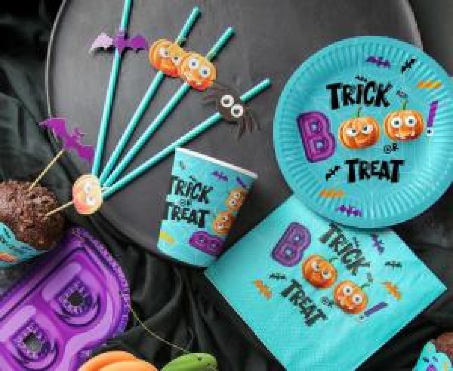 Pahvilautanen BOO Trick or treat 18 cm, 6 kpl