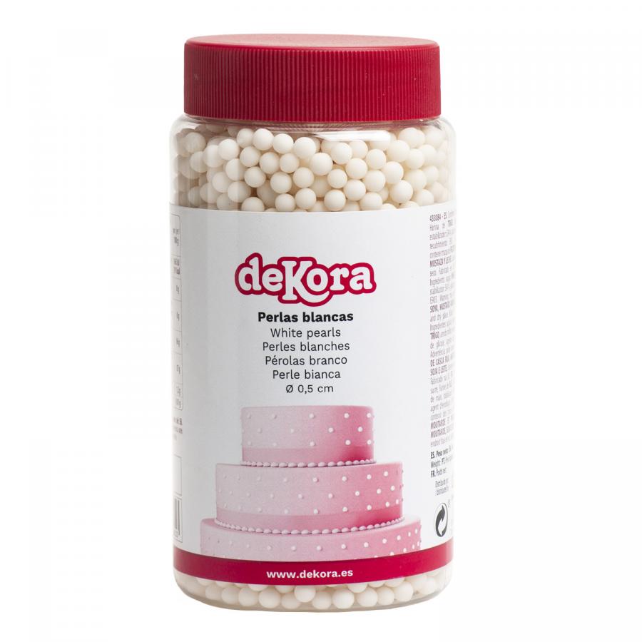 Pyöreät sokerihelmet valkoinen 5 mm 450g - Dekora