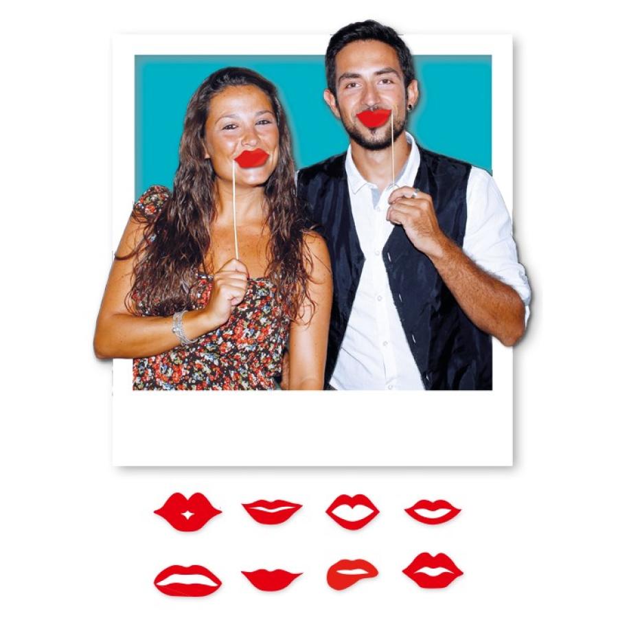 Photo Booth -kuvausrekvisiitta – Punaiset huulet, 8 osaa