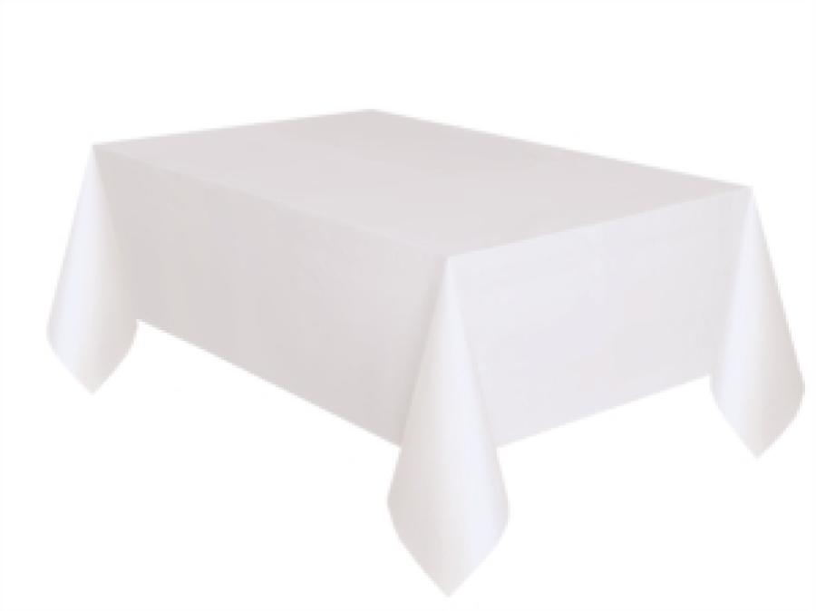 Muovinen pöytäliina 137 × 274 cm, valkoinen / läpinäkyvä