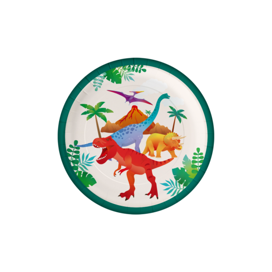 Dinosaurus-pahvilautaset 22,6 cm,  8 kpl