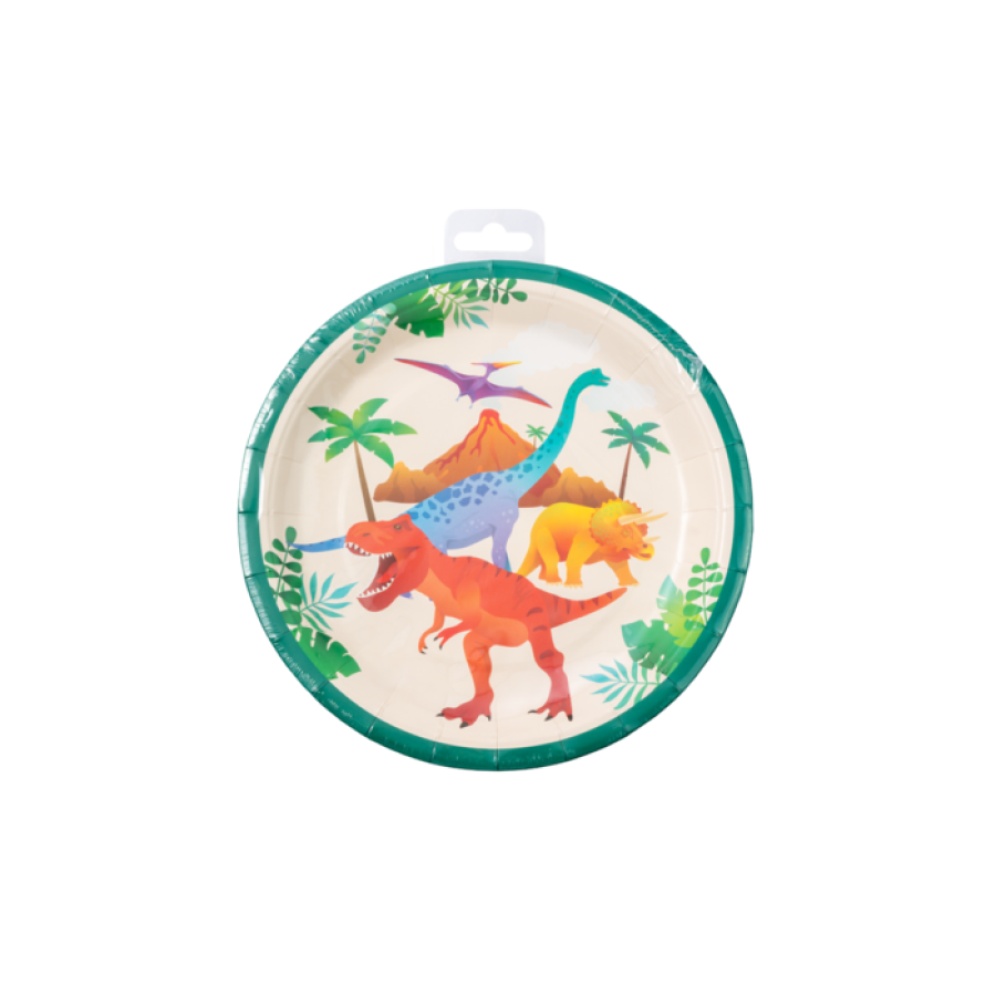 Dinosaurus-pahvilautaset 22,6 cm,  8 kpl
