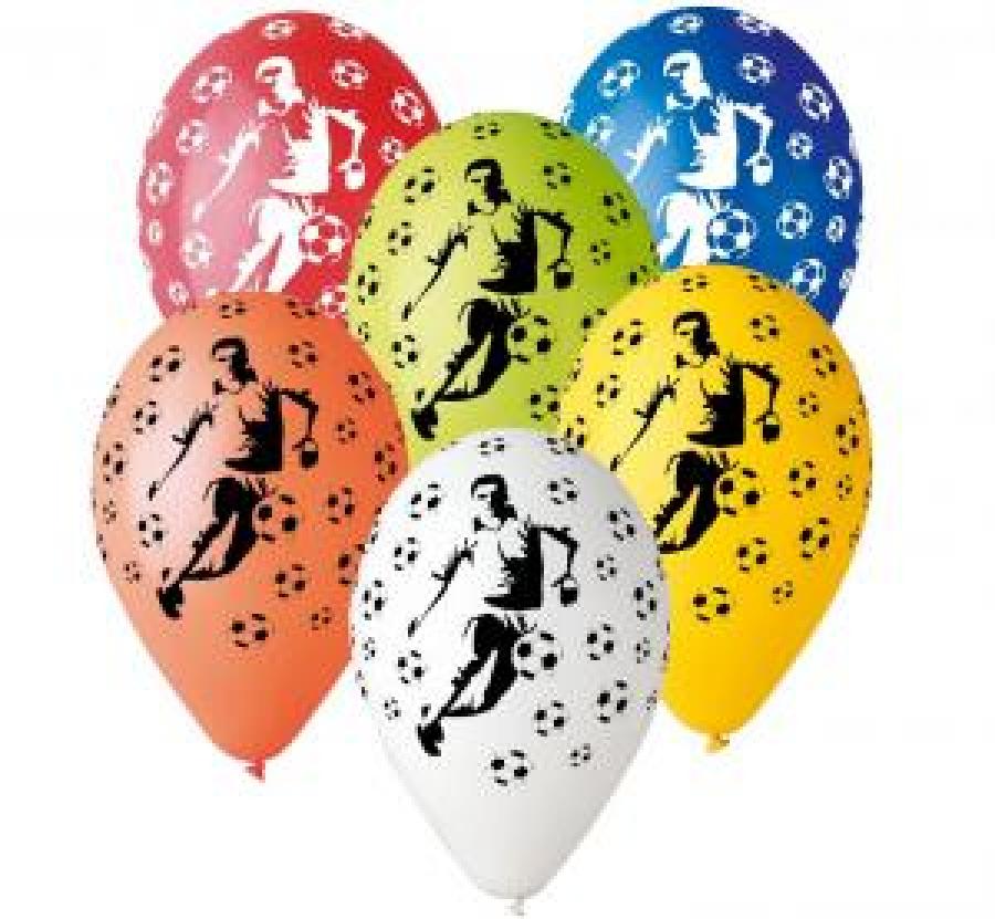 Jalkapalloilija ilmapallot värimix, 5 kpl