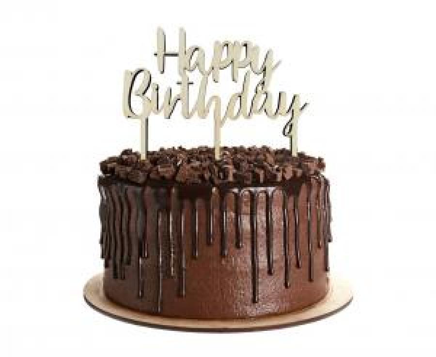 Puinen kakunkoriste "Happy Birthday"