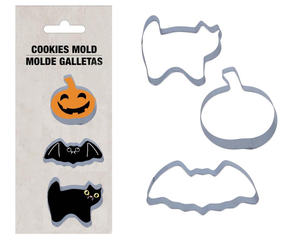 Piparkakkumuotti Halloween Lepakko, kissa ja kurpitsa
