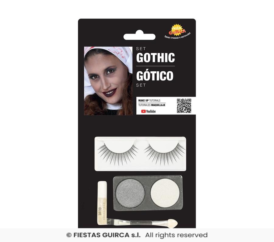 Kasvovärisetti gootti, 2 väriä, sivellin, musta tekoripsipari