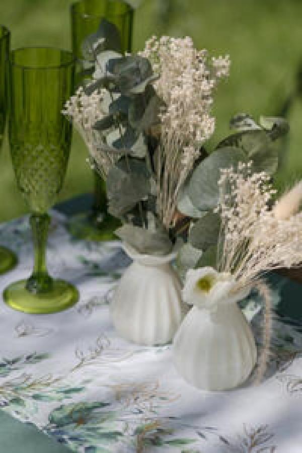 Lasimaljakko kukka ivory 6 x 8 cm