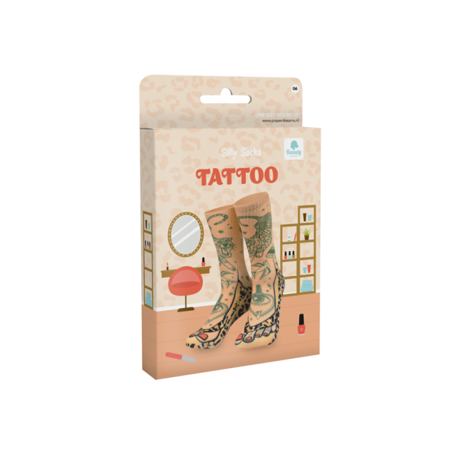 Hassut sukat - Tatuoidut jalat varvastossuissa, 1 koko