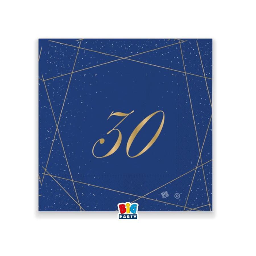 Pieni lautasliina sininen numerolla 30, 20 kpl