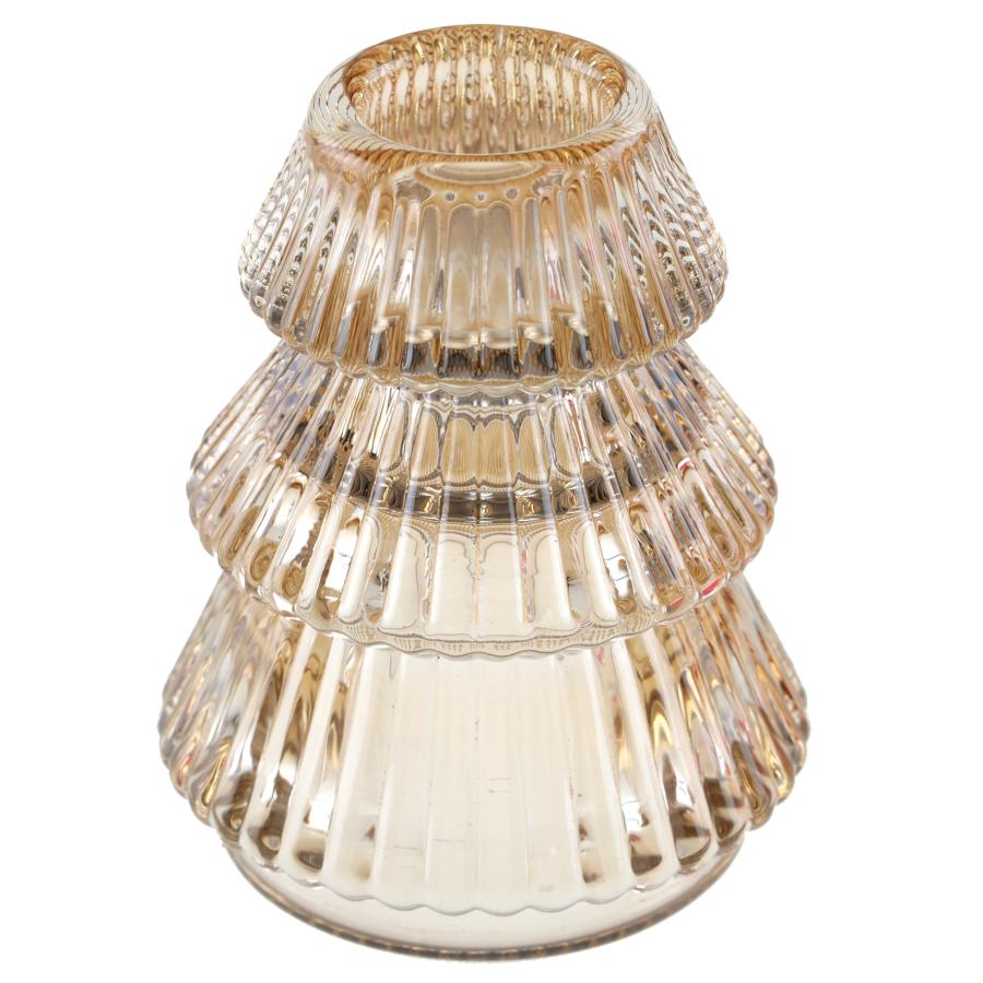 Kynttilänjalka kuusi shampanjanvärinen lasia, Ø 6 x 7.5 cm