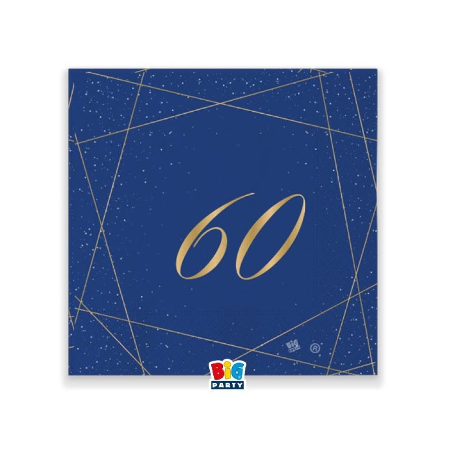 Pieni lautasliina sininen numerolla 60, 20 kpl