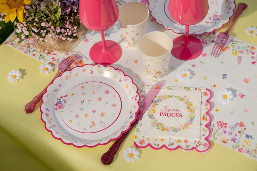 Lautasliina kesäiset värikkäät kukat 33 cm, 12 kpl